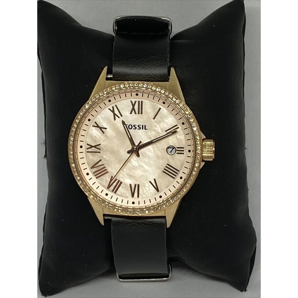 Fossil Blythe BQ3210 Women's Black Leather Analog Dial Quartz Wrist Watch LB301